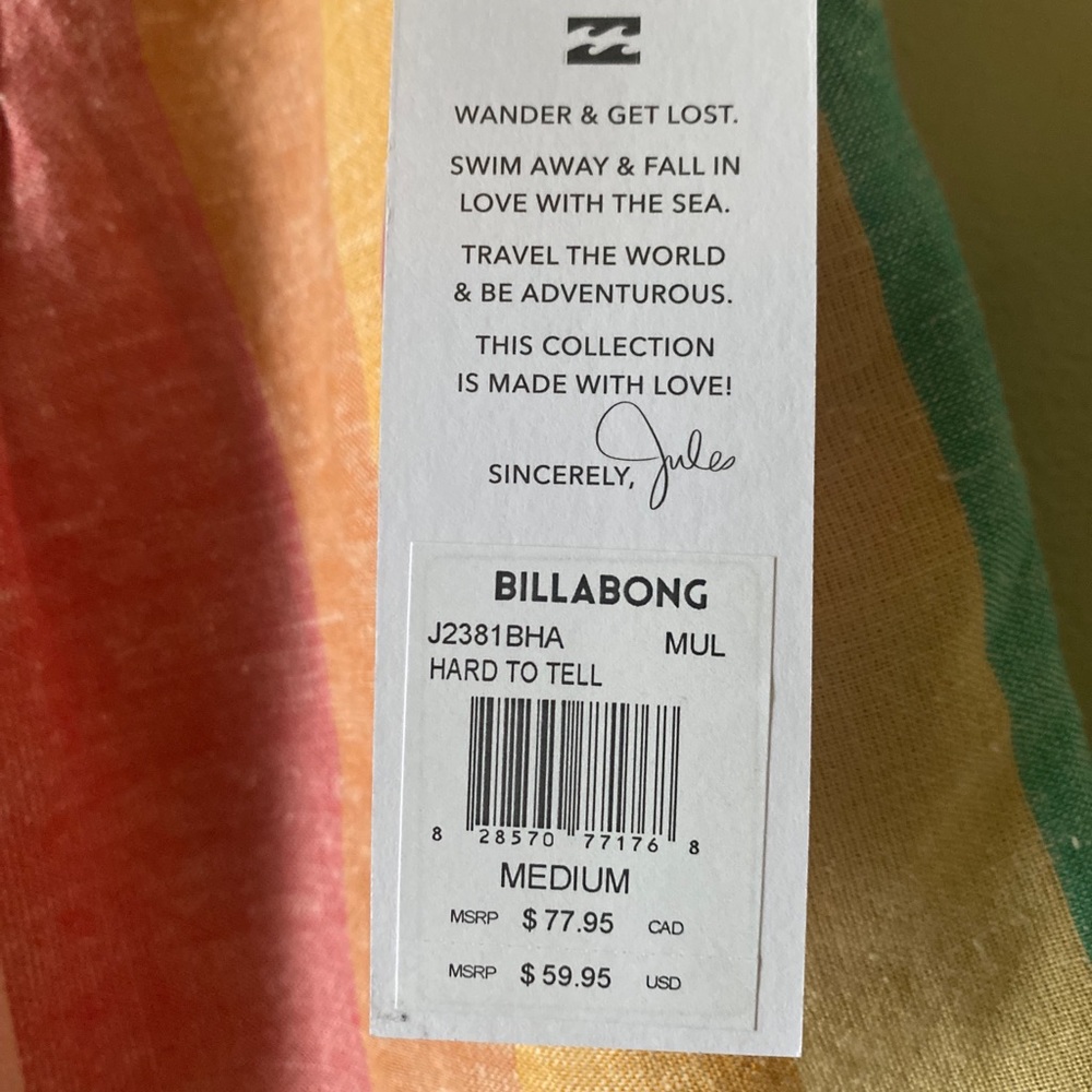 Billabong | Sincerly Jules Hard To Tell Shorts NWT Size Medium - Picture 12 of 13